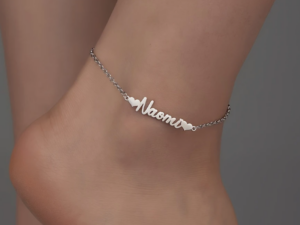 Custom Name  Beach Heart Anklet